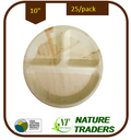 Palm/Areca leaf Round standard Plates (10") with 3 partitions