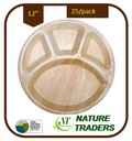 Palm/Areca leaf Round standard Plates (12") with 4 partitions