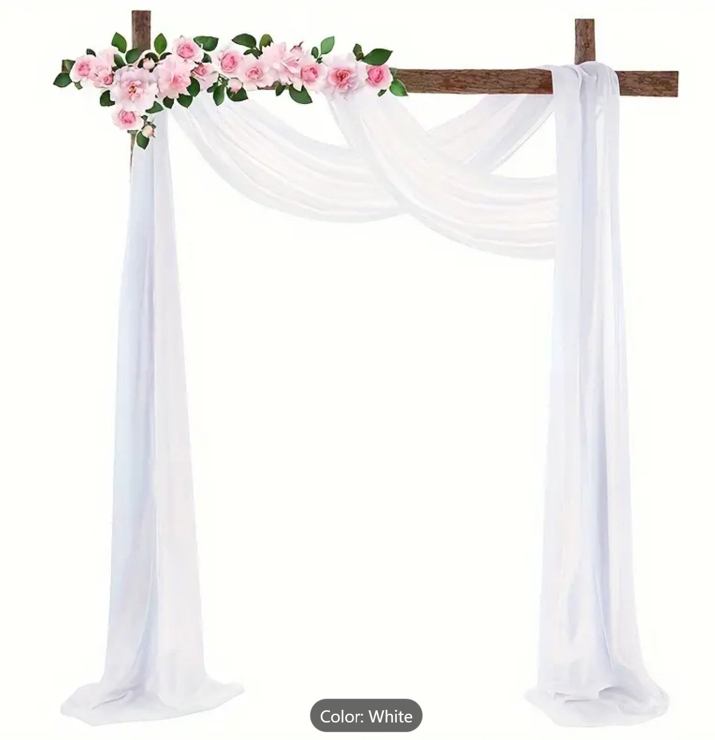 White Sheer Fabric Drapes Backdrop Curtain
