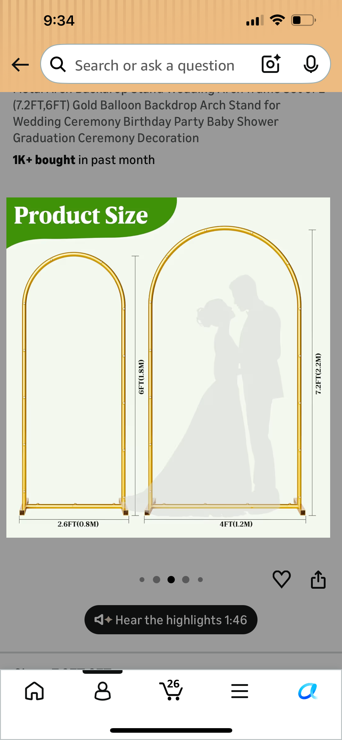 Wedding Backdrop 3 Arches Gold