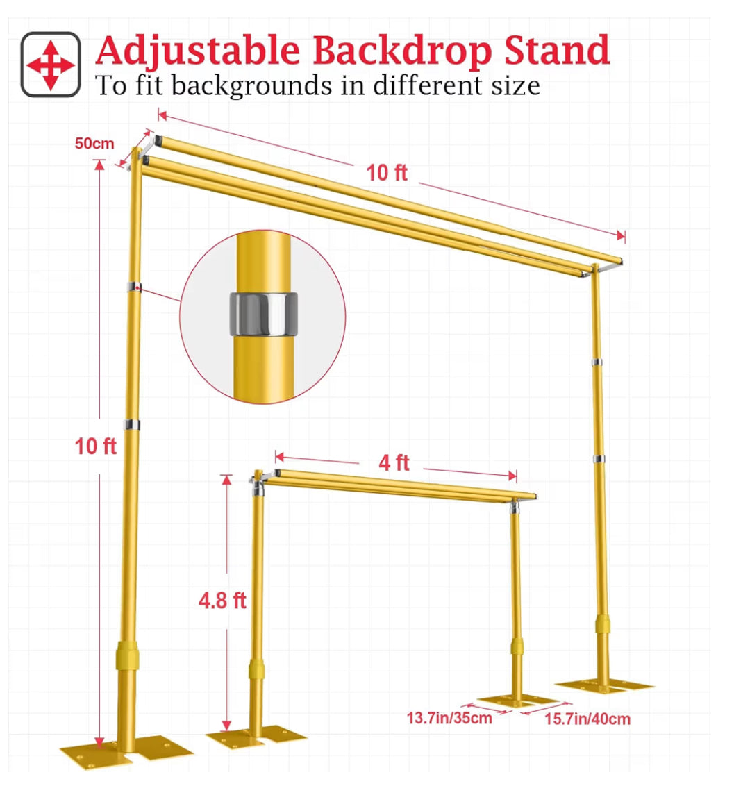 Backdrop Triple crossbar 10*10 (gold)