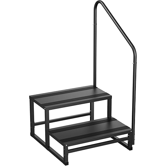 Stage steps with railguard