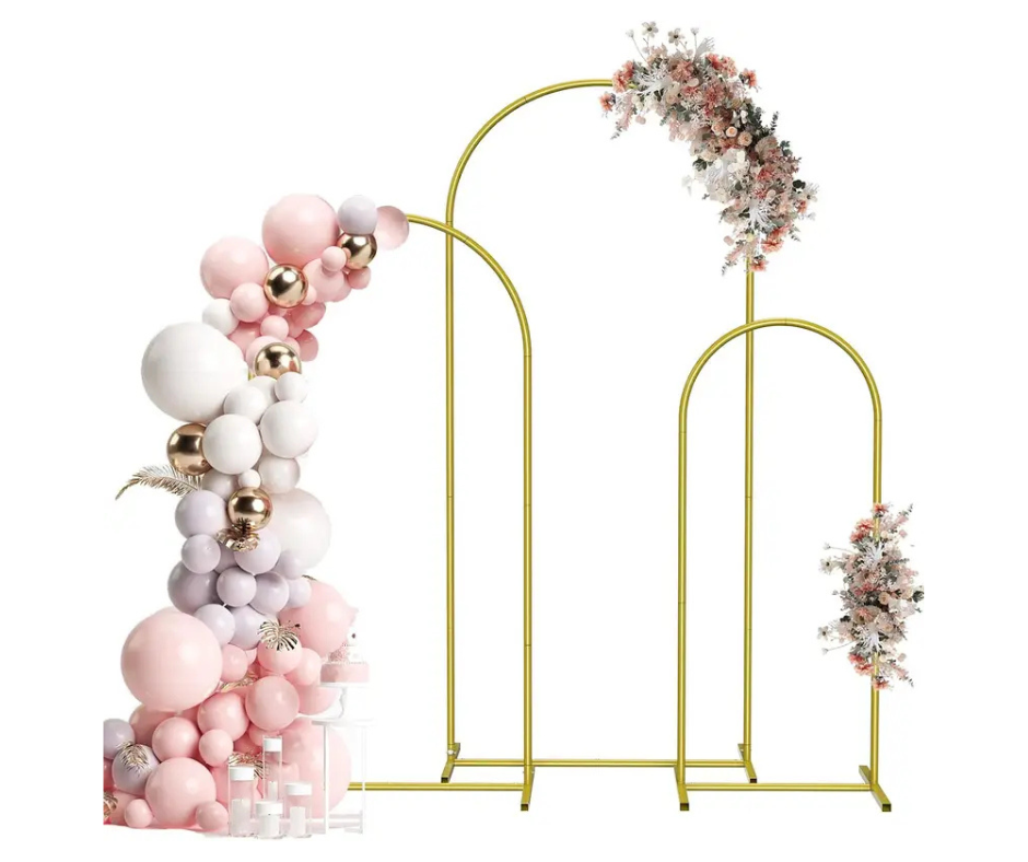 Wedding Backdrop 3 Arches Gold