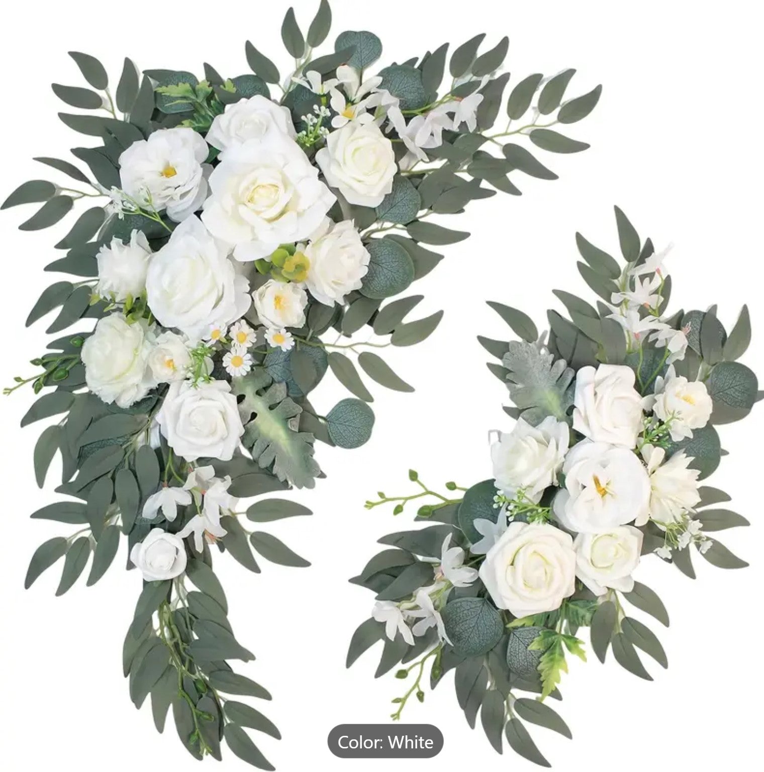 Elegant Artificial Flower Swags -Palewhite -2pcs
