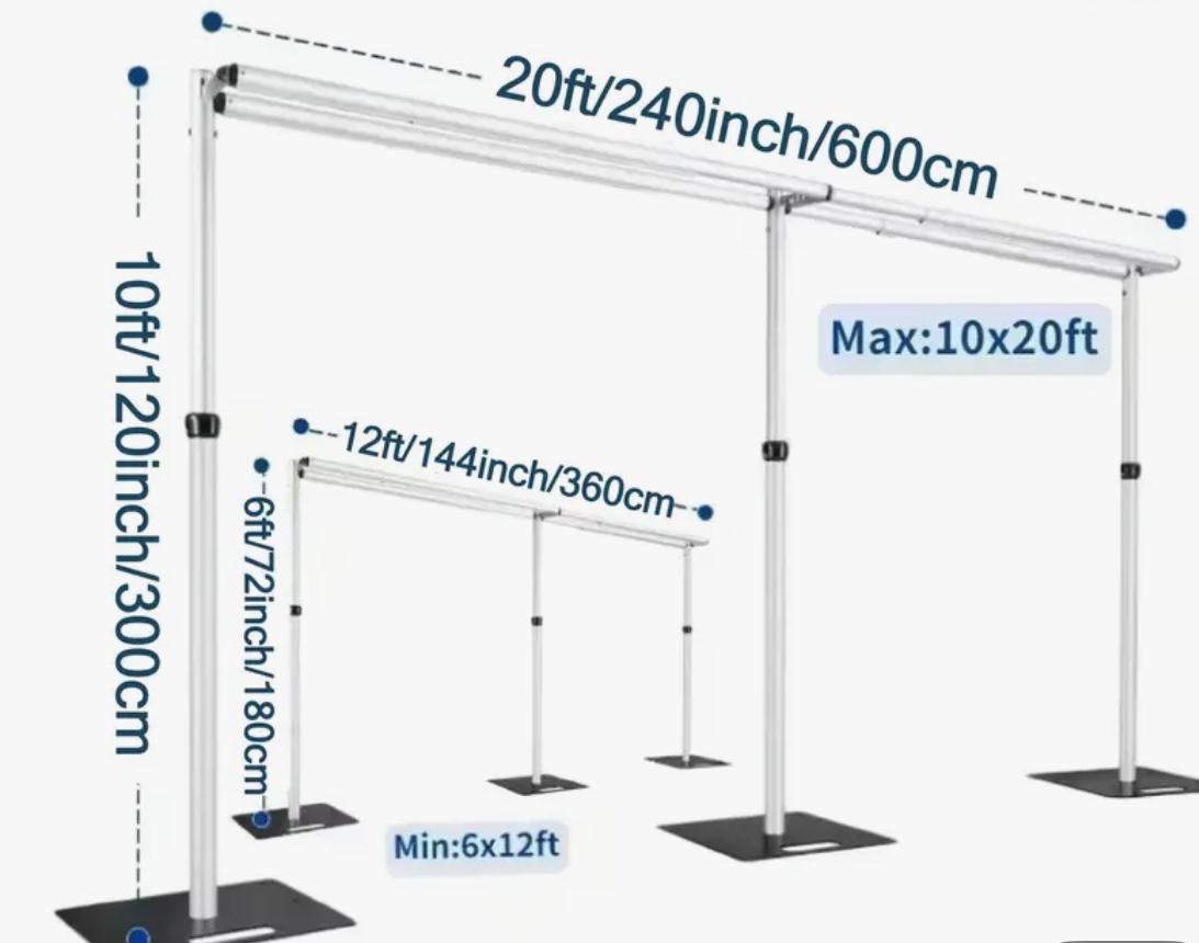 Backdrop Double cross bar 10x20 adj.