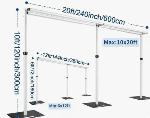 Backdrop Double cross bar 10x20 adj.